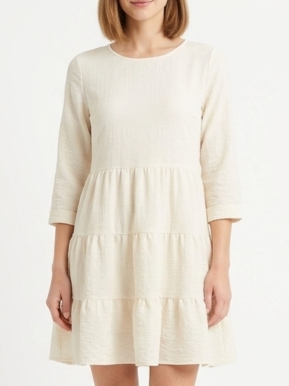 Blu Pepper Gracie Tiered Knit Dress Natural Cream Size Small NWT